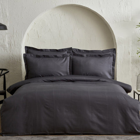 Karaca Home Uniq 100% Cotton Sateen Double Duvet Cover Set Anthracite