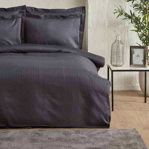Karaca Home Uniq 100% Cotton Sateen Double Duvet Cover Set Anthracite