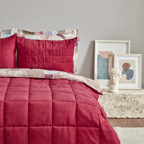 Karaca Home Lydia Double Stripe Comfort Set Burgundy