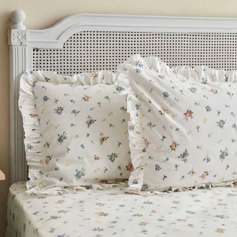 Karaca Home Mia 100% Baumwolle Rüschen Doppelbett Bettwäsche Set Blau (PP)