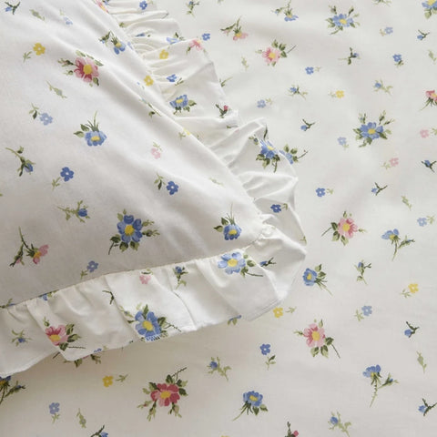 Karaca Home Mia 100% Baumwolle Rüschen Doppelbett Bettwäsche Set Blau (PP)