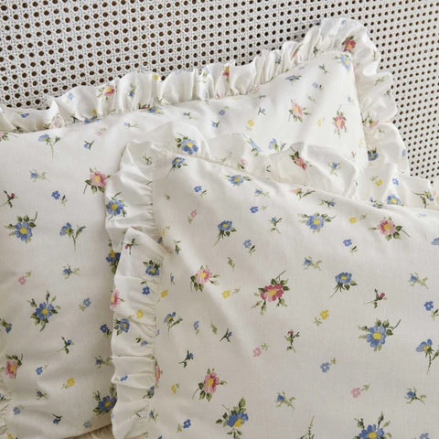 Karaca Home Mia 100% Baumwolle Rüschen Doppelbett Bettwäsche Set Blau (PP)