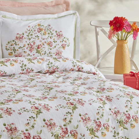Karaca Home Emilie 100% Baumwolle Doppelbettdecken-Set - Rosa