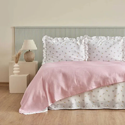 Karaca Lidya Bettwäsche-Set aus 100 % Baumwolle, Doppelbett, Rosa