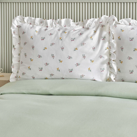 Karaca Home Lidya, 100% Baumwolle Doppelbett Tagesdecke Set, Grün