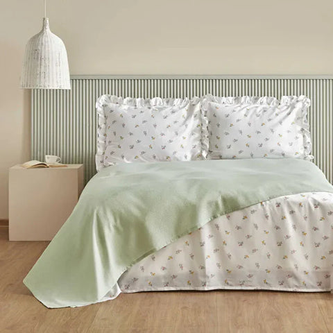 Karaca Lidya Bettwäsche-Set aus 100 % Baumwolle, Einzelbett, Grün
