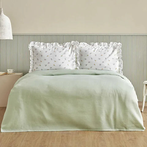 Karaca Lidya Bettwäsche-Set aus 100 % Baumwolle, Einzelbett, Grün