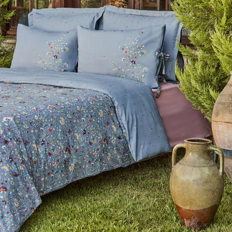 Karaca Ansey 100% Turkish Cotton Duvet Cover Set, Single, Blue