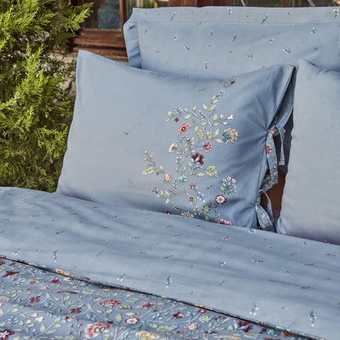 Karaca Ansey 100% Turkish Cotton Duvet Cover Set, Double, Blue