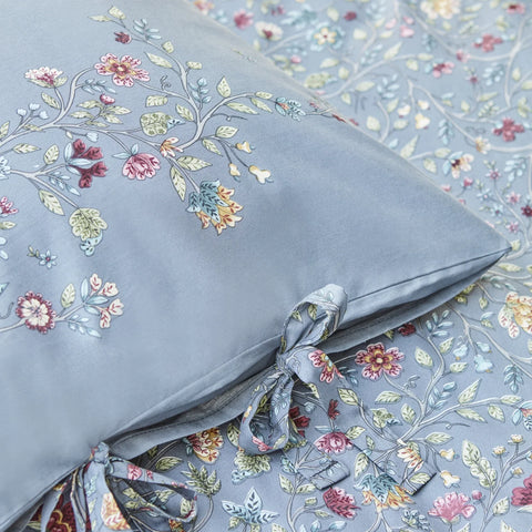 Karaca Ansey 100% Turkish Cotton Duvet Cover Set, Double, Blue