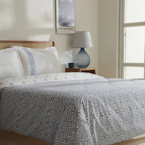 Karaca Marino Bettwäsche-Set aus 100 % türkischer Baumwolle, Doppelbett, Blau