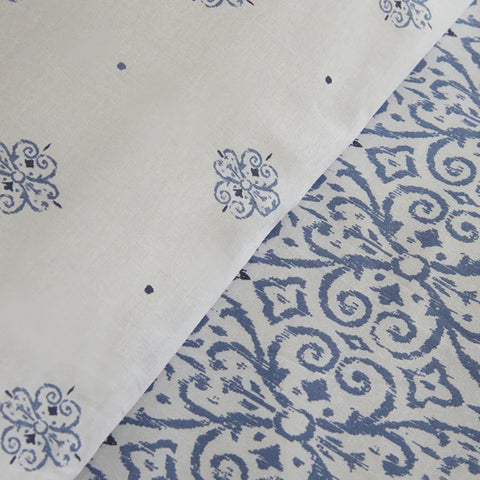Karaca Marino Bettwäsche-Set aus 100 % türkischer Baumwolle, Doppelbett, Blau