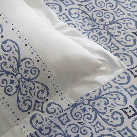 Karaca Marino Bettwäsche-Set aus 100 % türkischer Baumwolle, Doppelbett, Blau