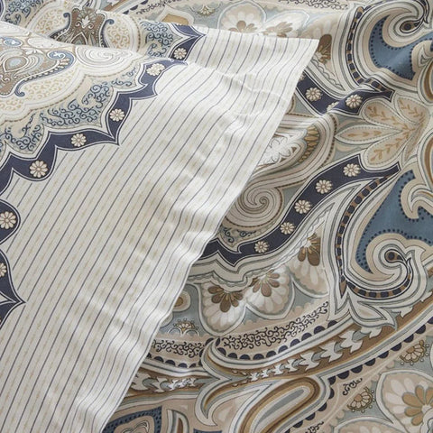 Karaca Lemy Double Duvet Cover Set 100% Cotton Satin Blue 200x220 Cm