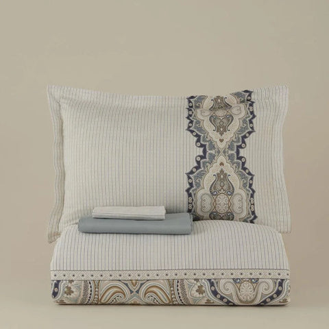 Karaca Lemy 100% Cotton Satin Duvet Cover Set, Single, Blue