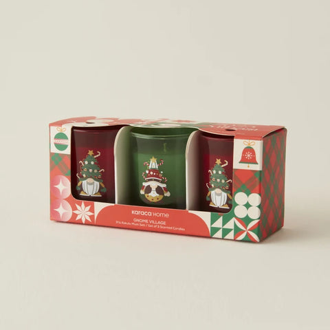 Karaca Home New Year Yılbaşı Gnome Village 3'lü Kokulu Mum Seti
 