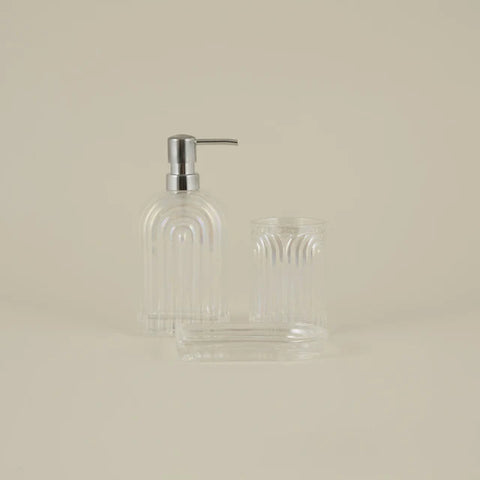 Karaca Home Lenna 3-teiliges Badezimmer-Accessoire-Set, Naturfarben