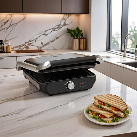 Homend Grilliant 1366H Stainless Steel Body Removable Cast Iron Plate Toaster and Grill Machine
 