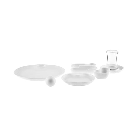 Karaca Streamline Salsa Fine Bone 6 Kişilik Kahvaltı Takımı ve Sunum Seti, 26 Parça