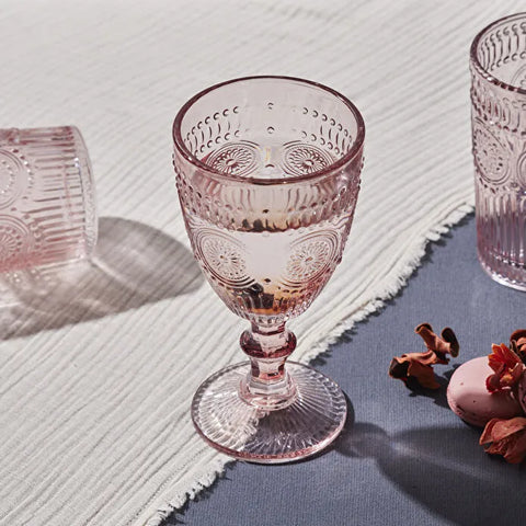 Karaca Sunflower Wine Glass, Pink