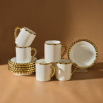 Karaca Boncuk 6 Kişilik 12 Parça Bone China Espresso Türk Kahvesi Fincan Takımı, 80 ml, Beyaz Gold