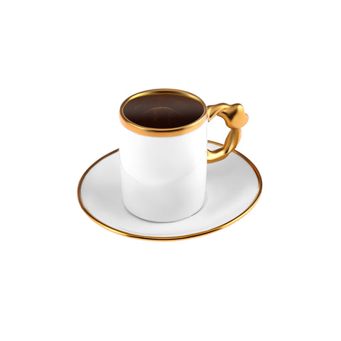 Karaca Heart-Shaped Coffee Cup Set for 6 People – 80 ml