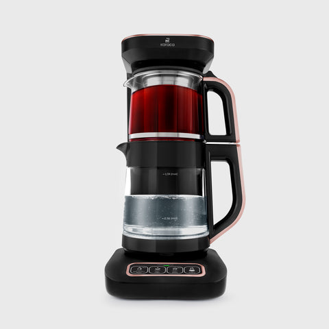 Karaca Robotea Pro Connect 4 in 1 – Intelligente, sprechende Teemaschine mit Glaskörper in Roségold