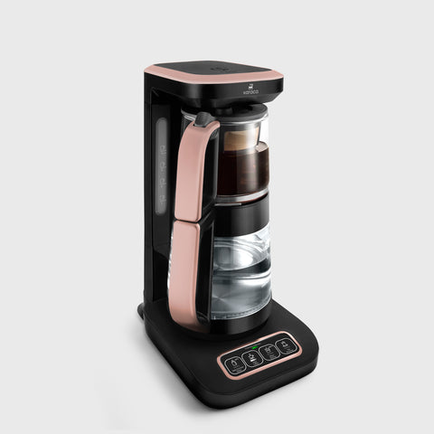 Karaca Robotea Pro Connect 4 in 1 – Intelligente, sprechende Teemaschine mit Glaskörper in Roségold
