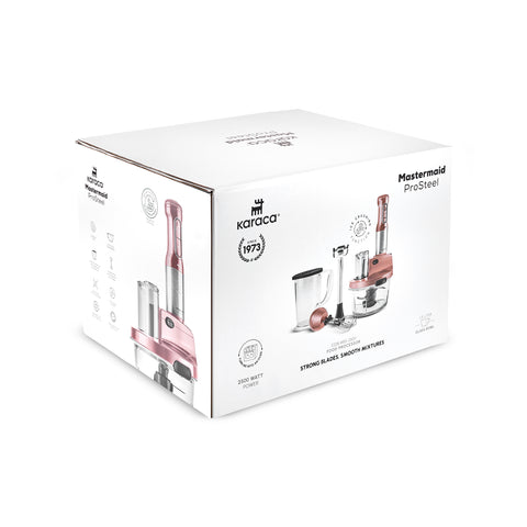 Karaca Mastermaid Küchenroboter aus Stahlglas, Langer Mixer 8 ın 1, 2500 W, Black Copper