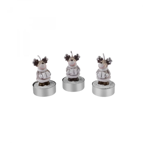 Karaca Home New Year Rentier 3er Teelichtkerze 14x9,3x6 cm