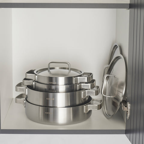 Karaca Powersteel 316+ 3Ply Onyx Stainless Steel 8-Piece Cookware Set with Induction Base