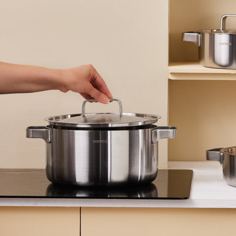 Karaca Powersteel 316+ 3Ply Onyx Stainless Steel 8-Piece Cookware Set with Induction Base