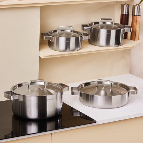 Karaca Powersteel 316+ 3Ply Onyx Stainless Steel 8-Piece Cookware Set with Induction Base