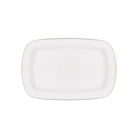 Karaca Timeless 59-Piece Porcelain Half Square Dinner Set for 12 People, Gold
 
