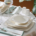 Karaca Square Bone Mensa 52-teiliges 12-Personen-Geschirrset, Platin