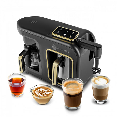 Karaca Hatır Plus Barista Steel 6 in 1 Sprechende Latte-, Cappuccino- und Türkische Mokkamaschine - Mineral Gold