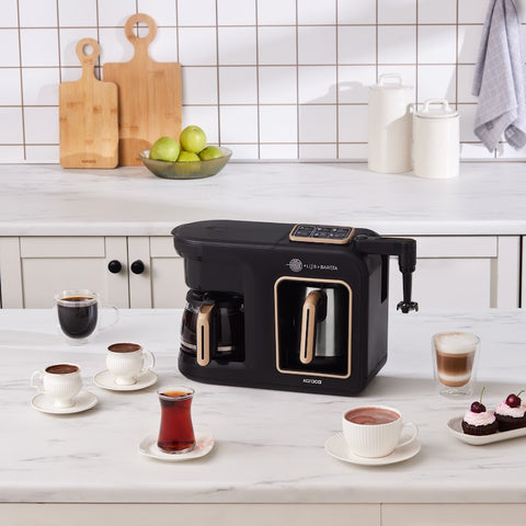 Karaca Hatır Plus Barista Steel 6 in 1 Sprechende Latte-, Cappuccino- und Türkische Mokkamaschine - Mineral Gold