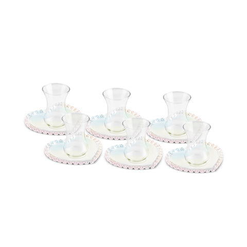 Karaca Rory 12-teiliges Glas Türkisches Teeset für 6 Personen, 14 cm