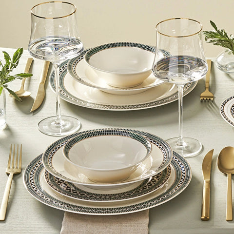 Karaca Elegance Bone Cordoba 53-teiliges Tafelservice für 12 Personen, Gold