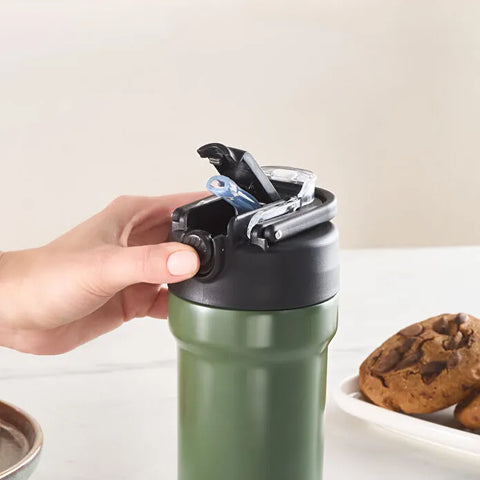 Karaca Thermosteel Camping 2 in 1 Çelik Termos 450 Ml Haki