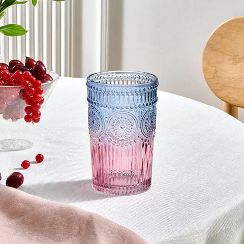 Karaca Sunflower Beverage Glass 332 ml, Blue Pink