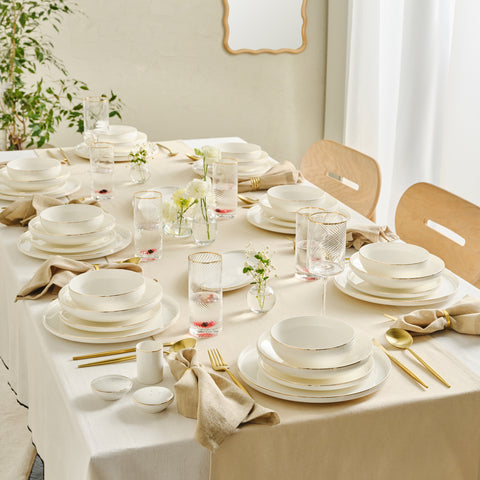 Karaca Red Carpet Collection Stream Bone Merope 53-teiliges 12-Personen Geschirrset Gold