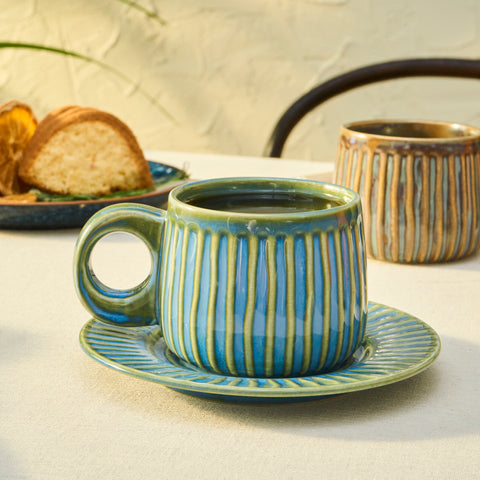 Karaca Arthur Green & Blue Tea Cup, 260 ml