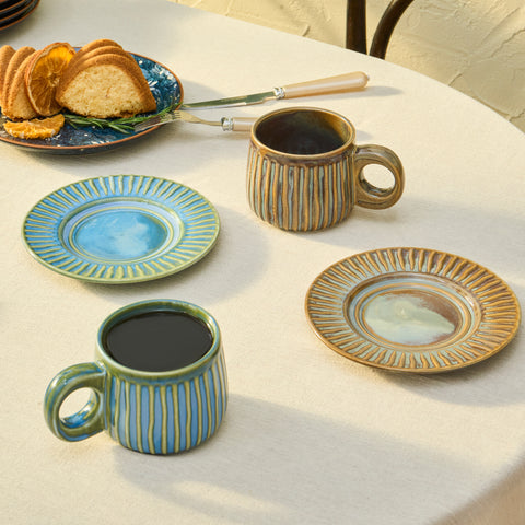 Karaca Arthur Green & Blue Tea Cup, 260 ml