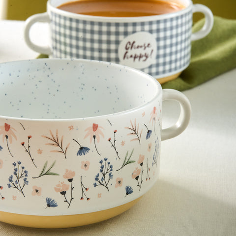 Karaca Monet Flower Suppenschalen-Set, 3-teilig, 460 ml