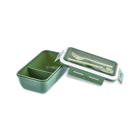 Karaca Fusca Lunchbox mit Gabel und Löffel Grün