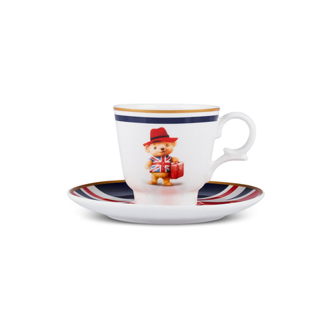 Karaca London 4-Piece Bone China Turkish Coffee Cup Set for 2 People, 80 ml, Multicolor