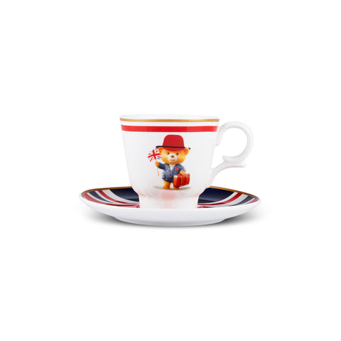 Karaca London 4-Piece Bone China Turkish Coffee Cup Set for 2 People, 80 ml, Multicolor
