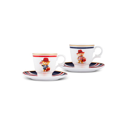 Karaca London 4-Piece Bone China Turkish Coffee Cup Set for 2 People, 80 ml, Multicolor