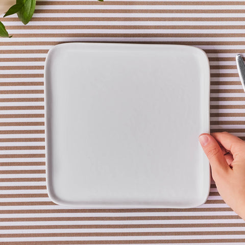 Karaca Epsilon Porcelain Square Dessert/Side Plate, 22cm, White